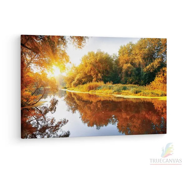 Multicolor_Autumn_Trees_Lake_Bright_Sun,_Wooden_Framed_Canvas_Paintings_|_For_Living_Room_|_Bedroom_|_Office_|_Gallery_|_Ready_Wall_Mount_Canvas_Wall_Art_Painting_|_Size_-_12_X_18In,_Ct0799