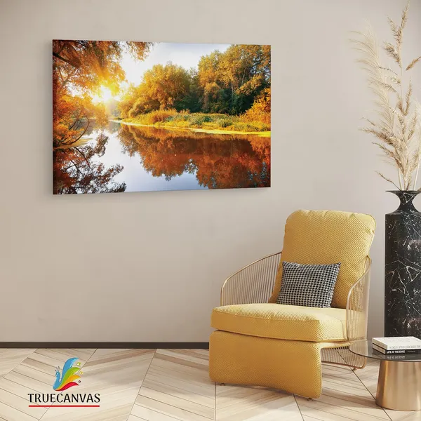 Multicolor_Autumn_Trees_Lake_Bright_Sun,_Wooden_Framed_Canvas_Paintings_|_For_Living_Room_|_Bedroom_|_Office_|_Gallery_|_Ready_Wall_Mount_Canvas_Wall_Art_Painting_|_Size_-_12_X_18In,_Ct0799