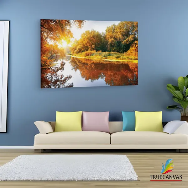 Multicolor_Autumn_Trees_Lake_Bright_Sun,_Wooden_Framed_Canvas_Paintings_|_For_Living_Room_|_Bedroom_|_Office_|_Gallery_|_Ready_Wall_Mount_Canvas_Wall_Art_Painting_|_Size_-_12_X_18In,_Ct0799