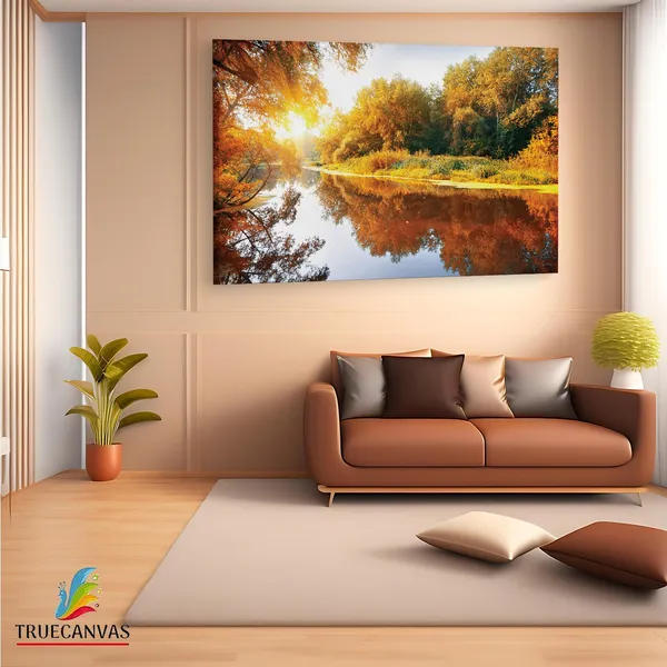 Multicolor_Autumn_Trees_Lake_Bright_Sun,_Wooden_Framed_Canvas_Paintings_|_For_Living_Room_|_Bedroom_|_Office_|_Gallery_|_Ready_Wall_Mount_Canvas_Wall_Art_Painting_|_Size_-_12_X_18In,_Ct0799