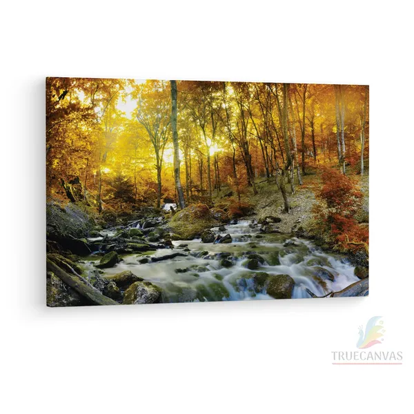 Multicolor_Autumn_Creek_Woods_Wall_Mural,_Wooden_Framed_Canvas_Paintings_|_For_Living_Room_|_Bedroom_|_Office_|_Gallery_|_Ready_Wall_Mount_Canvas_Wall_Art_Painting_|_Size_-_12_X_18In,_Ct0802