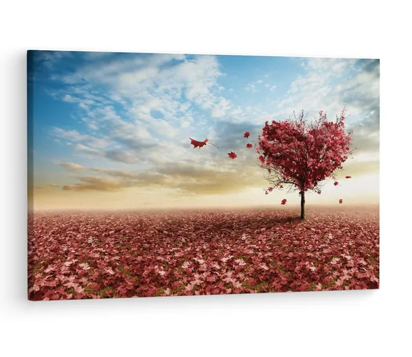 Multicolor_Heart_Shaped_Tree_With_Spilled,_Wooden_Framed_Canvas_Paintings_|_For_Living_Room_|_Bedroom_|_Office_|_Gallery_|_Ready_Wall_Mount_Canvas_Wall_Art_Painting_|_Size_-_12_X_18In,_Ct0806