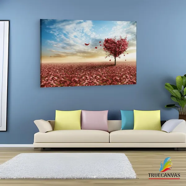 Multicolor_Heart_Shaped_Tree_With_Spilled,_Wooden_Framed_Canvas_Paintings_|_For_Living_Room_|_Bedroom_|_Office_|_Gallery_|_Ready_Wall_Mount_Canvas_Wall_Art_Painting_|_Size_-_12_X_18In,_Ct0806