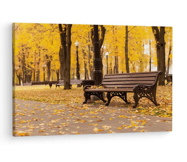 Multicolor_Autumn_Park_Bench_Scene,_Wooden_Framed_Canvas_Paintings_|_For_Living_Room_|_Bedroom_|_Office_|_Gallery_|_Ready_Wall_Mount_Canvas_Wall_Art_Painting_|_Size_-_12_X_18In,_Ct0809
