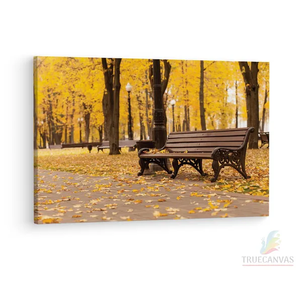 Multicolor_Autumn_Park_Bench_Scene,_Wooden_Framed_Canvas_Paintings_|_For_Living_Room_|_Bedroom_|_Office_|_Gallery_|_Ready_Wall_Mount_Canvas_Wall_Art_Painting_|_Size_-_12_X_18In,_Ct0809
