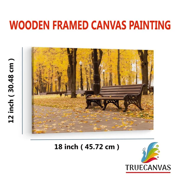 Multicolor_Autumn_Park_Bench_Scene,_Wooden_Framed_Canvas_Paintings_|_For_Living_Room_|_Bedroom_|_Office_|_Gallery_|_Ready_Wall_Mount_Canvas_Wall_Art_Painting_|_Size_-_12_X_18In,_Ct0809