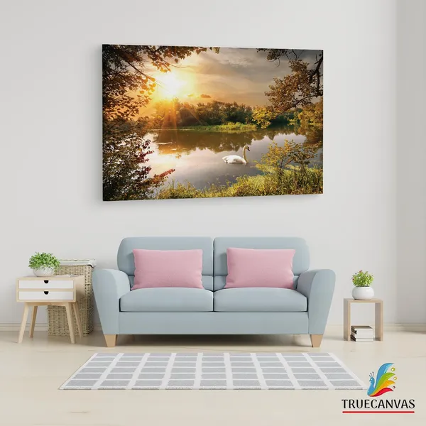 Multicolor_Papermoon_Fototapete_Schwan,_Wooden_Framed_Canvas_Paintings_|_For_Living_Room_|_Bedroom_|_Office_|_Gallery_|_Ready_Wall_Mount_Canvas_Wall_Art_Painting_|_Size_-_12_X_18In,_Ct0811