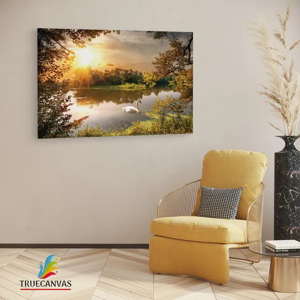 Multicolor_Papermoon_Fototapete_Schwan,_Wooden_Framed_Canvas_Paintings_|_For_Living_Room_|_Bedroom_|_Office_|_Gallery_|_Ready_Wall_Mount_Canvas_Wall_Art_Painting_|_Size_-_12_X_18In,_Ct0811