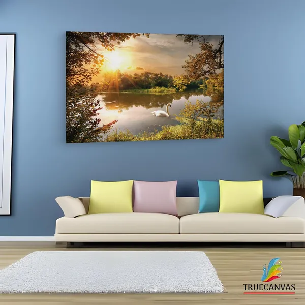 Multicolor_Papermoon_Fototapete_Schwan,_Wooden_Framed_Canvas_Paintings_|_For_Living_Room_|_Bedroom_|_Office_|_Gallery_|_Ready_Wall_Mount_Canvas_Wall_Art_Painting_|_Size_-_12_X_18In,_Ct0811