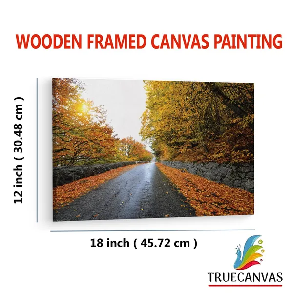 Multicolor_|_Forest_Road_Yellow_Tree_With_Sun,_Wooden_Framed_Canvas_Paintings_|_For_Living_Room_|_Bedroom_|_Office_|_Gallery_|_Ready_Wall_Mount_Canvas_Wall_Art_Painting_|_Size_-_12_X_18In,_Ct0822