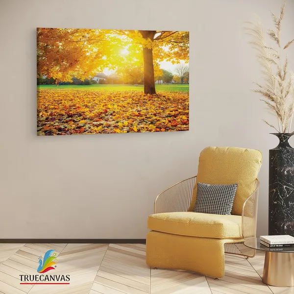 Multicolor_Sunny_Autumn_Foliage_Logo,_Wooden_Framed_Canvas_Paintings_|_For_Living_Room_|_Bedroom_|_Office_|_Gallery_|_Ready_Wall_Mount_Canvas_Wall_Art_Painting_|_Size_-_12_X_18In,_Ct0829