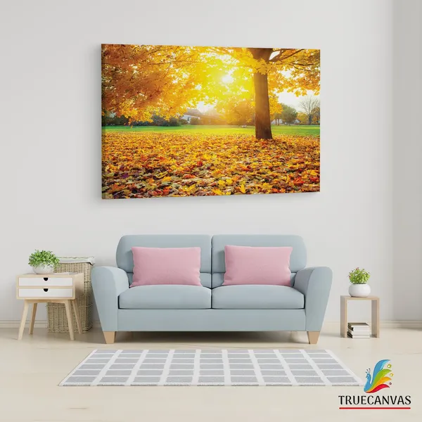 Multicolor_Sunny_Autumn_Foliage_Logo,_Wooden_Framed_Canvas_Paintings_|_For_Living_Room_|_Bedroom_|_Office_|_Gallery_|_Ready_Wall_Mount_Canvas_Wall_Art_Painting_|_Size_-_12_X_18In,_Ct0829