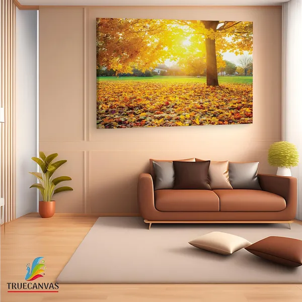 Multicolor_Sunny_Autumn_Foliage_Logo,_Wooden_Framed_Canvas_Paintings_|_For_Living_Room_|_Bedroom_|_Office_|_Gallery_|_Ready_Wall_Mount_Canvas_Wall_Art_Painting_|_Size_-_12_X_18In,_Ct0829