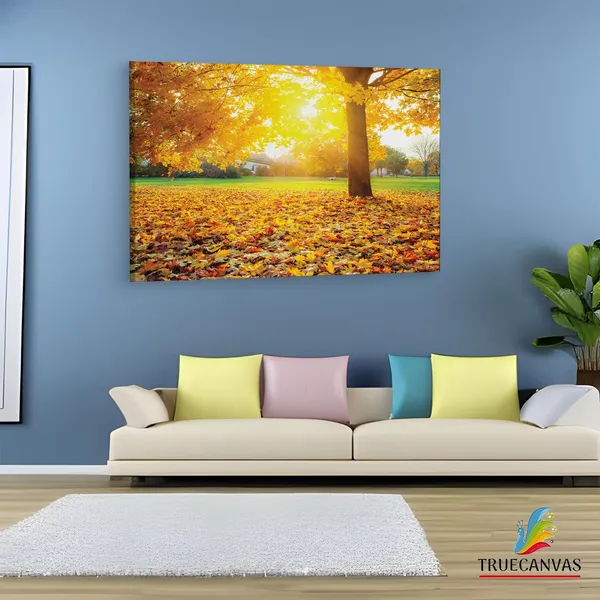 Multicolor_Sunny_Autumn_Foliage_Logo,_Wooden_Framed_Canvas_Paintings_|_For_Living_Room_|_Bedroom_|_Office_|_Gallery_|_Ready_Wall_Mount_Canvas_Wall_Art_Painting_|_Size_-_12_X_18In,_Ct0830