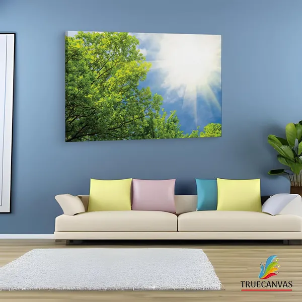 Multicolor_Spring_Green_Trees_And_Sunshine,_Wooden_Framed_Canvas_Paintings_|_For_Living_Room_|_Bedroom_|_Office_|_Gallery_|_Ready_Wall_Mount_Canvas_Wall_Art_Painting_|_Size_-_12_X_18In,_Ct0850
