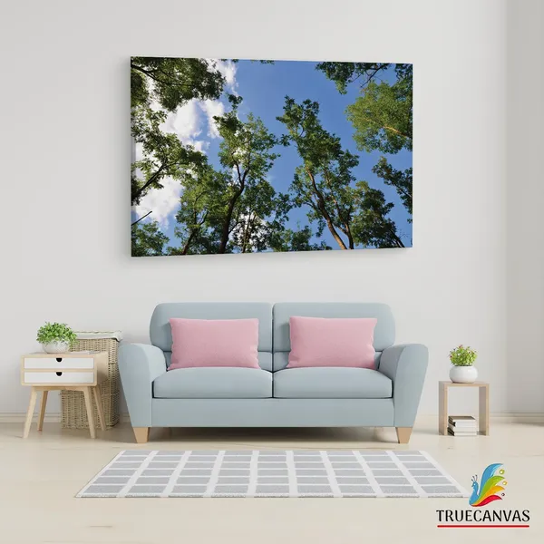 Multicolor_Green_Leaf_Tree_Under_Blue_Sky,_Wooden_Framed_Canvas_Paintings_|_For_Living_Room_|_Bedroom_|_Office_|_Gallery_|_Ready_Wall_Mount_Canvas_Wall_Art_Painting_|_Size_-_12_X_18In,_Ct0858