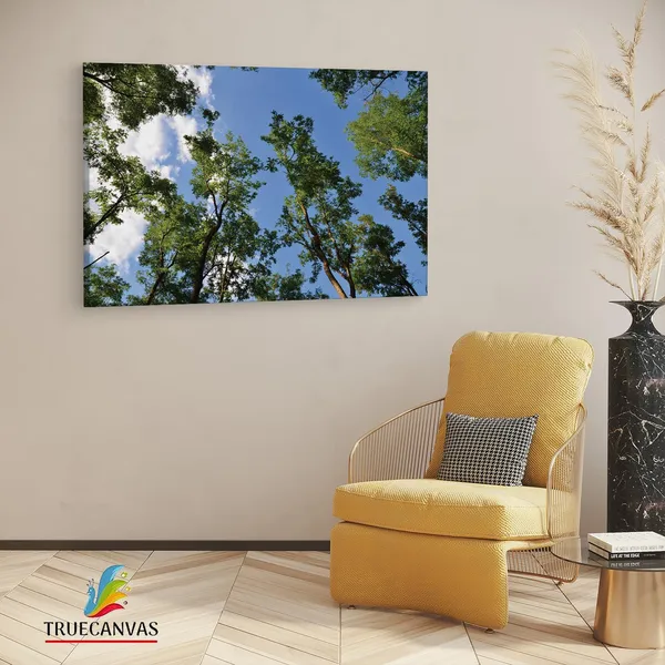 Multicolor_Green_Leaf_Tree_Under_Blue_Sky,_Wooden_Framed_Canvas_Paintings_|_For_Living_Room_|_Bedroom_|_Office_|_Gallery_|_Ready_Wall_Mount_Canvas_Wall_Art_Painting_|_Size_-_12_X_18In,_Ct0858