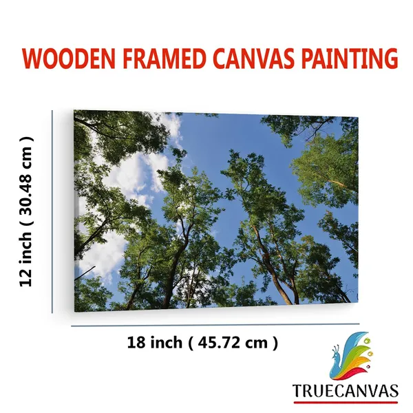 Multicolor_Green_Leaf_Tree_Under_Blue_Sky,_Wooden_Framed_Canvas_Paintings_|_For_Living_Room_|_Bedroom_|_Office_|_Gallery_|_Ready_Wall_Mount_Canvas_Wall_Art_Painting_|_Size_-_12_X_18In,_Ct0858