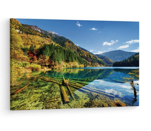 Multicolor_Jiuzhai_Valley_National_Park,_Wooden_Framed_Canvas_Paintings_|_For_Living_Room_|_Bedroom_|_Office_|_Gallery_|_Ready_Wall_Mount_Canvas_Wall_Art_Painting_|_Size_-_12_X_18In,_Ct0898