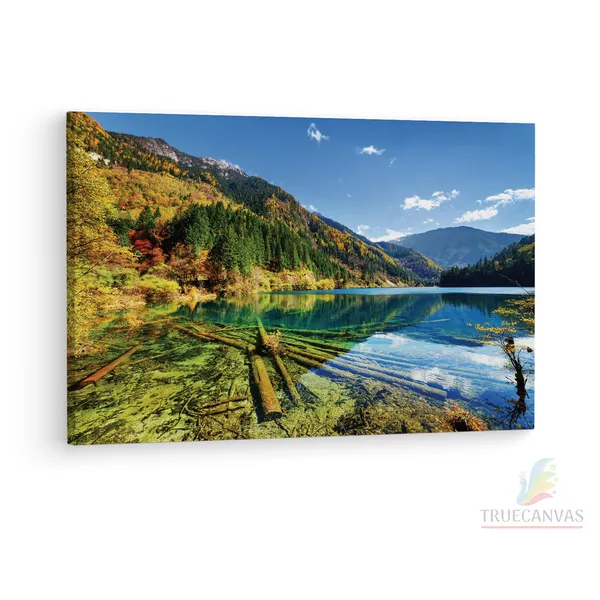 Multicolor_Jiuzhai_Valley_National_Park,_Wooden_Framed_Canvas_Paintings_|_For_Living_Room_|_Bedroom_|_Office_|_Gallery_|_Ready_Wall_Mount_Canvas_Wall_Art_Painting_|_Size_-_12_X_18In,_Ct0898