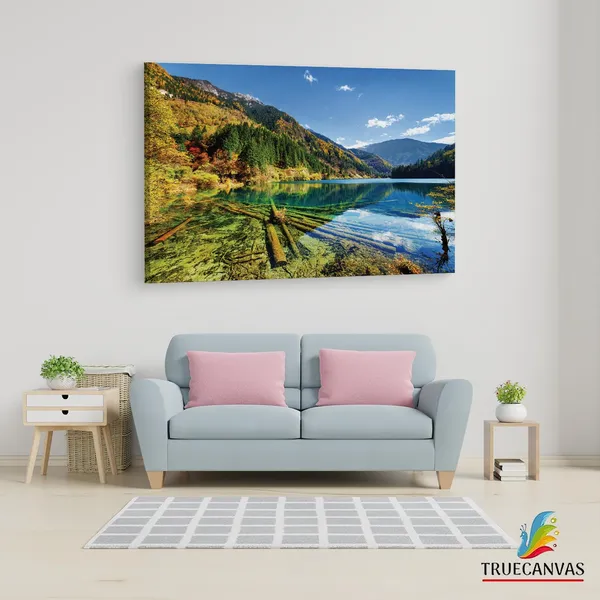 Multicolor_Jiuzhai_Valley_National_Park,_Wooden_Framed_Canvas_Paintings_|_For_Living_Room_|_Bedroom_|_Office_|_Gallery_|_Ready_Wall_Mount_Canvas_Wall_Art_Painting_|_Size_-_12_X_18In,_Ct0898