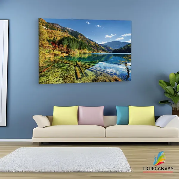Multicolor_Jiuzhai_Valley_National_Park,_Wooden_Framed_Canvas_Paintings_|_For_Living_Room_|_Bedroom_|_Office_|_Gallery_|_Ready_Wall_Mount_Canvas_Wall_Art_Painting_|_Size_-_12_X_18In,_Ct0898