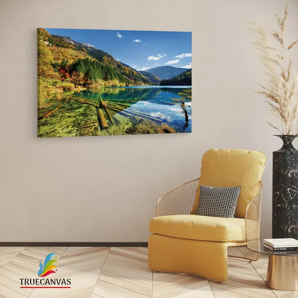 Multicolor_Jiuzhai_Valley_National_Park,_Wooden_Framed_Canvas_Paintings_|_For_Living_Room_|_Bedroom_|_Office_|_Gallery_|_Ready_Wall_Mount_Canvas_Wall_Art_Painting_|_Size_-_12_X_18In,_Ct0898