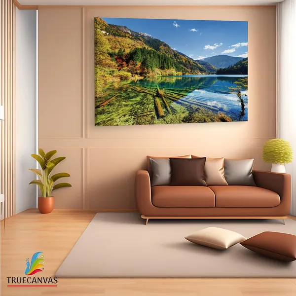 Multicolor_Jiuzhai_Valley_National_Park,_Wooden_Framed_Canvas_Paintings_|_For_Living_Room_|_Bedroom_|_Office_|_Gallery_|_Ready_Wall_Mount_Canvas_Wall_Art_Painting_|_Size_-_12_X_18In,_Ct0898
