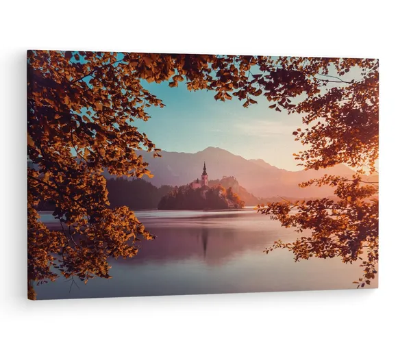 Multicolor_Lake_Bled,_Wooden_Framed_Canvas_Paintings_|_For_Living_Room_|_Bedroom_|_Office_|_Gallery_|_Ready_Wall_Mount_Canvas_Wall_Art_Painting_|_Size_-_12_X_18In,_Ct0901