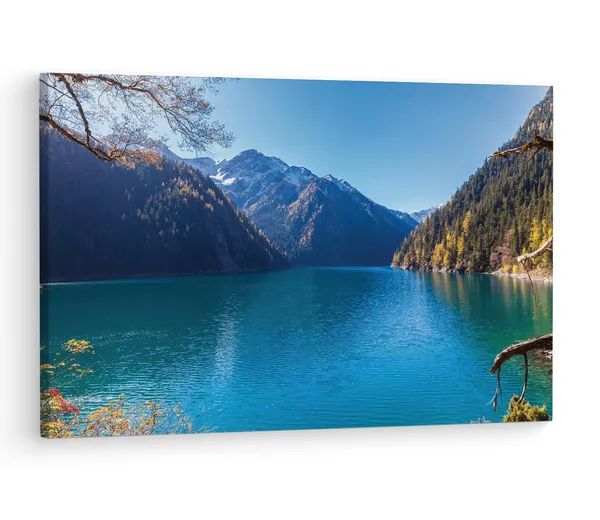 Multicolor_Jiuzhaigou_Lake,_Wooden_Framed_Canvas_Paintings_|_For_Living_Room_|_Bedroom_|_Office_|_Gallery_|_Ready_Wall_Mount_Canvas_Wall_Art_Painting_|_Size_-_12_X_18In,_Ct0910