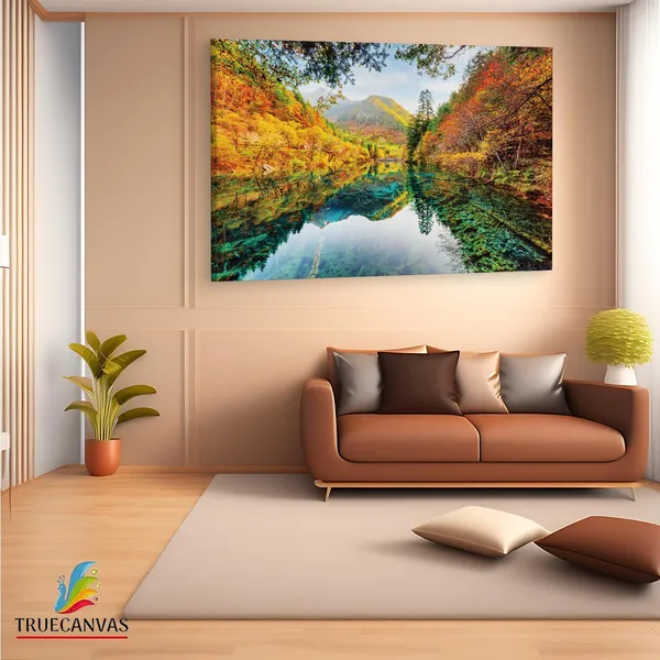 Multicolor_Jiuzhai_Valley_National_Park,_Wooden_Framed_Canvas_Paintings_|_For_Living_Room_|_Bedroom_|_Office_|_Gallery_|_Ready_Wall_Mount_Canvas_Wall_Art_Painting_|_Size_-_12_X_18In,_Ct0914
