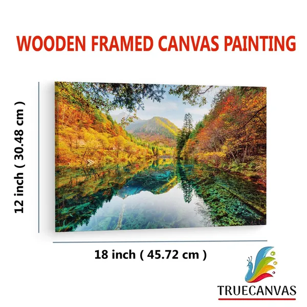 Multicolor_Jiuzhai_Valley_National_Park,_Wooden_Framed_Canvas_Paintings_|_For_Living_Room_|_Bedroom_|_Office_|_Gallery_|_Ready_Wall_Mount_Canvas_Wall_Art_Painting_|_Size_-_12_X_18In,_Ct0914