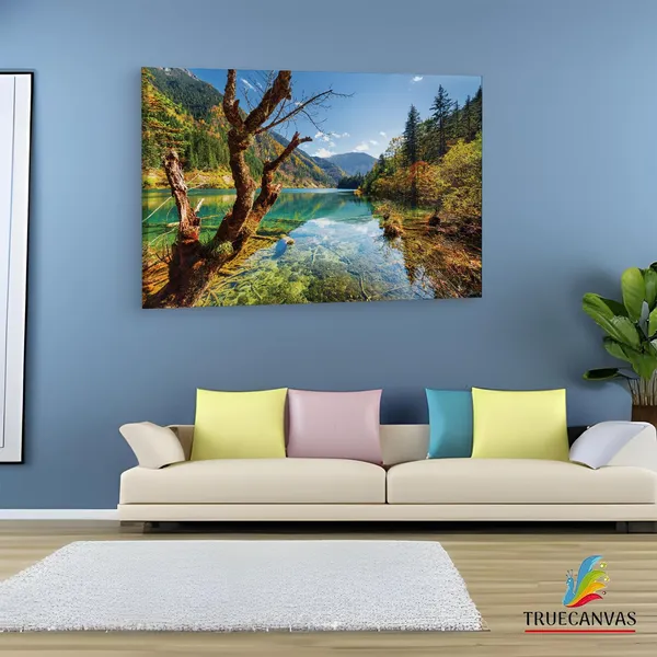 Multicolor_Arrow_Bamboo_Lake_Fall,_Wooden_Framed_Canvas_Paintings_|_For_Living_Room_|_Bedroom_|_Office_|_Gallery_|_Ready_Wall_Mount_Canvas_Wall_Art_Painting_|_Size_-_12_X_18In,_Ct0915