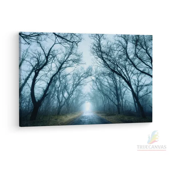 Multicolor_Scary_Autumn_|_Forest_Fog_Road,_Wooden_Framed_Canvas_Paintings_|_For_Living_Room_|_Bedroom_|_Office_|_Gallery_|_Ready_Wall_Mount_Canvas_Wall_Art_Painting_|_Size_-_12_X_18In,_Ct0916