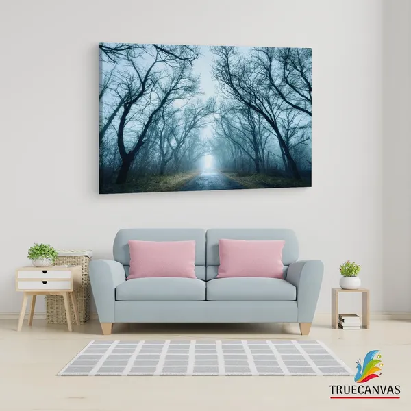 Multicolor_Scary_Autumn_|_Forest_Fog_Road,_Wooden_Framed_Canvas_Paintings_|_For_Living_Room_|_Bedroom_|_Office_|_Gallery_|_Ready_Wall_Mount_Canvas_Wall_Art_Painting_|_Size_-_12_X_18In,_Ct0916
