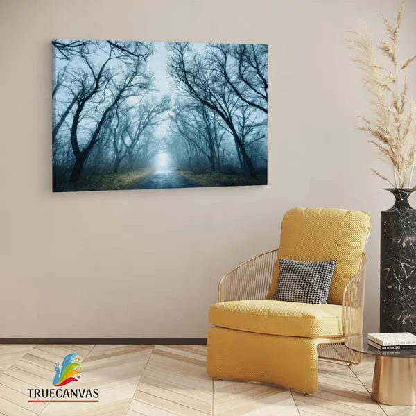 Multicolor_Scary_Autumn_|_Forest_Fog_Road,_Wooden_Framed_Canvas_Paintings_|_For_Living_Room_|_Bedroom_|_Office_|_Gallery_|_Ready_Wall_Mount_Canvas_Wall_Art_Painting_|_Size_-_12_X_18In,_Ct0916