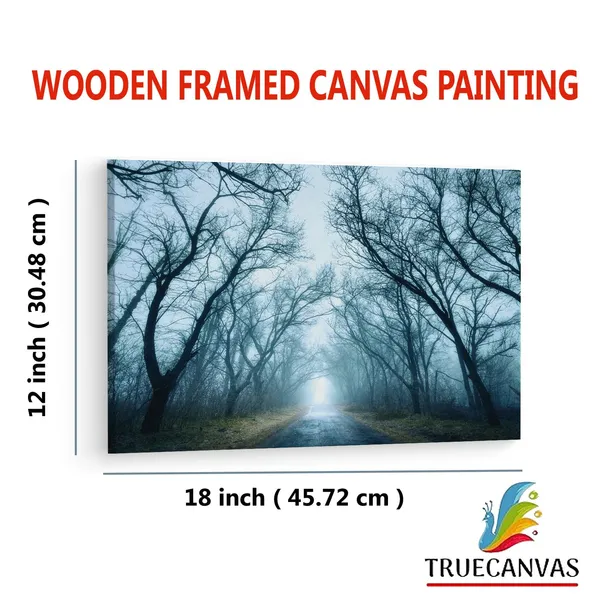 Multicolor_Scary_Autumn_|_Forest_Fog_Road,_Wooden_Framed_Canvas_Paintings_|_For_Living_Room_|_Bedroom_|_Office_|_Gallery_|_Ready_Wall_Mount_Canvas_Wall_Art_Painting_|_Size_-_12_X_18In,_Ct0916