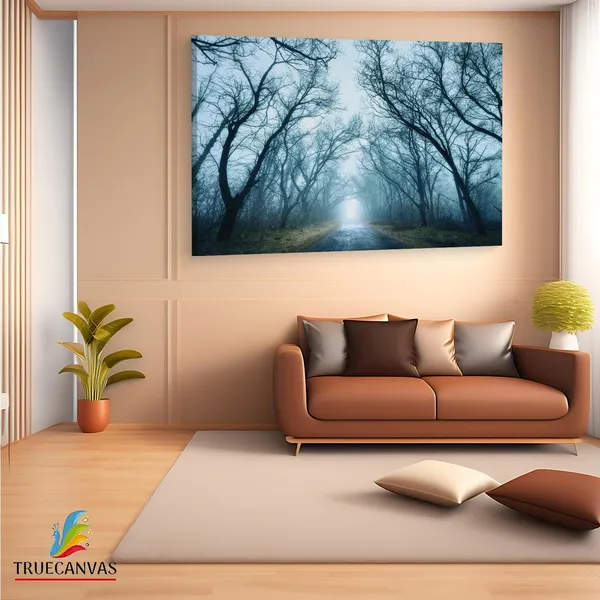Multicolor_Scary_Autumn_|_Forest_Fog_Road,_Wooden_Framed_Canvas_Paintings_|_For_Living_Room_|_Bedroom_|_Office_|_Gallery_|_Ready_Wall_Mount_Canvas_Wall_Art_Painting_|_Size_-_12_X_18In,_Ct0916