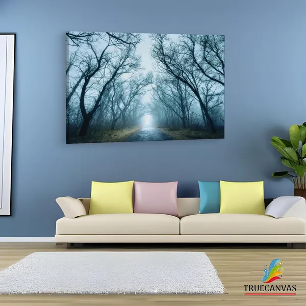 Multicolor_Scary_Autumn_|_Forest_Fog_Road,_Wooden_Framed_Canvas_Paintings_|_For_Living_Room_|_Bedroom_|_Office_|_Gallery_|_Ready_Wall_Mount_Canvas_Wall_Art_Painting_|_Size_-_12_X_18In,_Ct0916