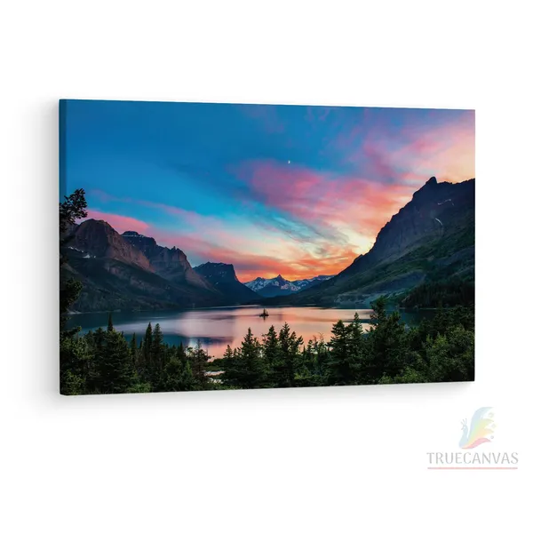 Multicolor_Saint_Mary_Lake,_Wooden_Framed_Canvas_Paintings_|_For_Living_Room_|_Bedroom_|_Office_|_Gallery_|_Ready_Wall_Mount_Canvas_Wall_Art_Painting_|_Size_-_12_X_18In,_Ct0918