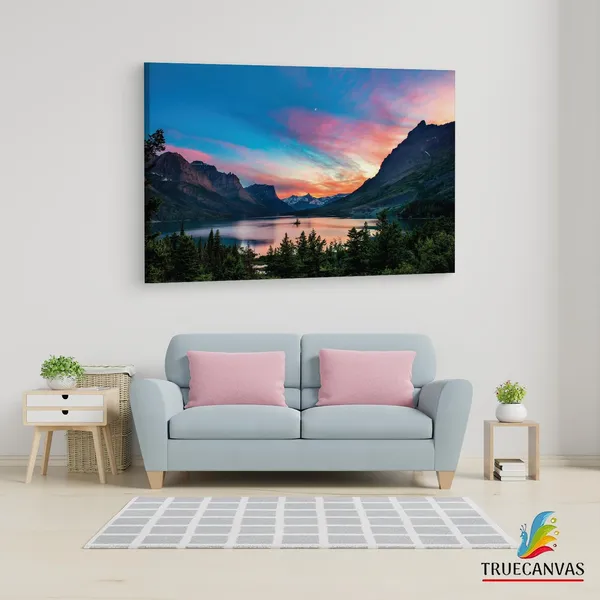 Multicolor_Saint_Mary_Lake,_Wooden_Framed_Canvas_Paintings_|_For_Living_Room_|_Bedroom_|_Office_|_Gallery_|_Ready_Wall_Mount_Canvas_Wall_Art_Painting_|_Size_-_12_X_18In,_Ct0918