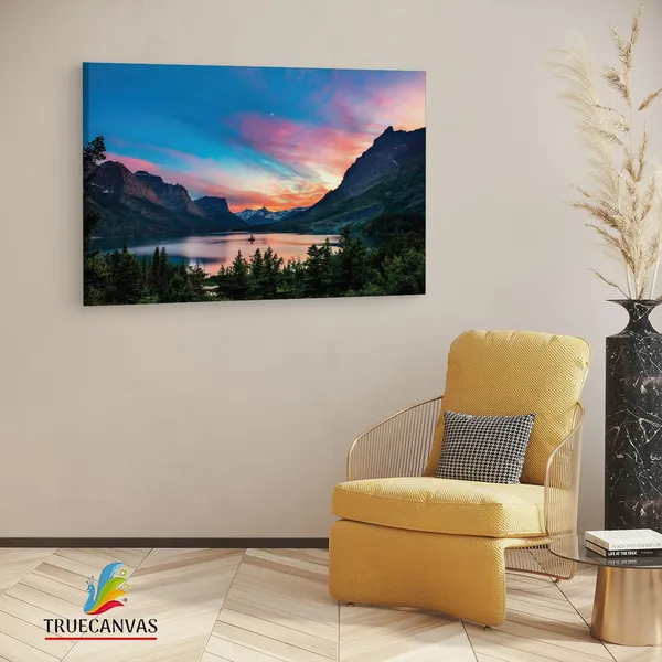 Multicolor_Saint_Mary_Lake,_Wooden_Framed_Canvas_Paintings_|_For_Living_Room_|_Bedroom_|_Office_|_Gallery_|_Ready_Wall_Mount_Canvas_Wall_Art_Painting_|_Size_-_12_X_18In,_Ct0918