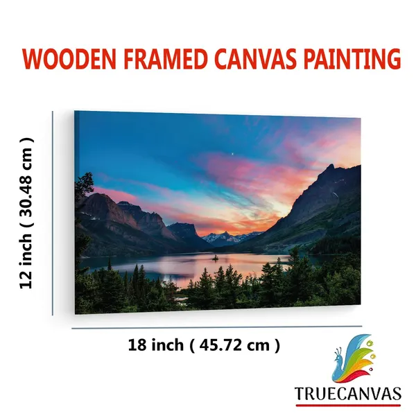 Multicolor_Saint_Mary_Lake,_Wooden_Framed_Canvas_Paintings_|_For_Living_Room_|_Bedroom_|_Office_|_Gallery_|_Ready_Wall_Mount_Canvas_Wall_Art_Painting_|_Size_-_12_X_18In,_Ct0918