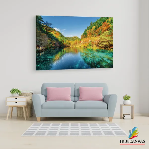 Multicolor_Jiuzhai_Valley_National_Park,_Wooden_Framed_Canvas_Paintings_|_For_Living_Room_|_Bedroom_|_Office_|_Gallery_|_Ready_Wall_Mount_Canvas_Wall_Art_Painting_|_Size_-_12_X_18In,_Ct0929
