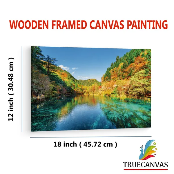 Multicolor_Jiuzhai_Valley_National_Park,_Wooden_Framed_Canvas_Paintings_|_For_Living_Room_|_Bedroom_|_Office_|_Gallery_|_Ready_Wall_Mount_Canvas_Wall_Art_Painting_|_Size_-_12_X_18In,_Ct0929