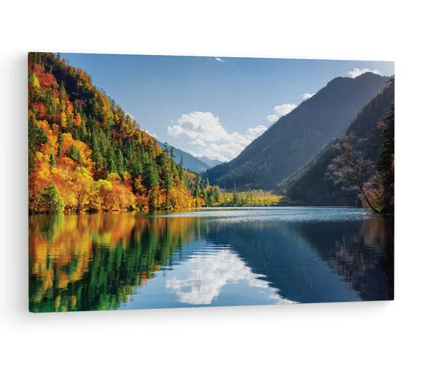 Multicolor_Jiuzhai_Valley_National_Park,_Wooden_Framed_Canvas_Paintings_|_For_Living_Room_|_Bedroom_|_Office_|_Gallery_|_Ready_Wall_Mount_Canvas_Wall_Art_Painting_|_Size_-_12_X_18In,_Ct0930