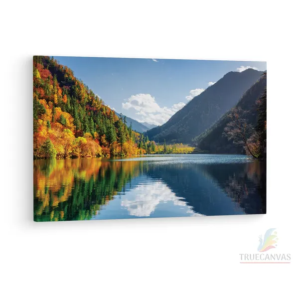 Multicolor_Jiuzhai_Valley_National_Park,_Wooden_Framed_Canvas_Paintings_|_For_Living_Room_|_Bedroom_|_Office_|_Gallery_|_Ready_Wall_Mount_Canvas_Wall_Art_Painting_|_Size_-_12_X_18In,_Ct0930