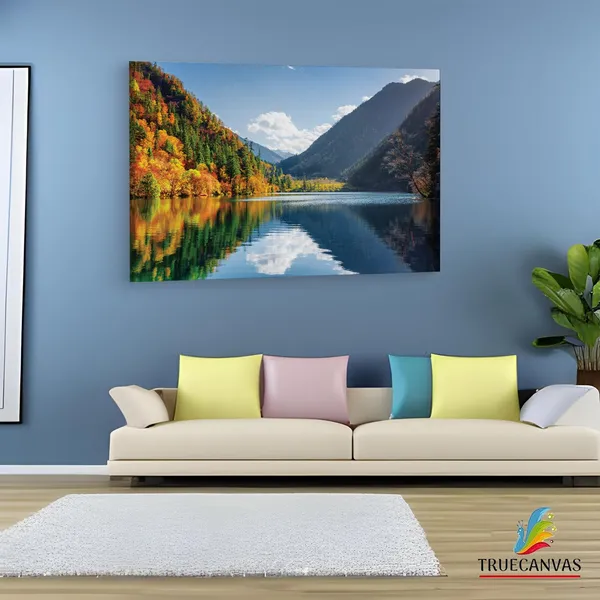 Multicolor_Jiuzhai_Valley_National_Park,_Wooden_Framed_Canvas_Paintings_|_For_Living_Room_|_Bedroom_|_Office_|_Gallery_|_Ready_Wall_Mount_Canvas_Wall_Art_Painting_|_Size_-_12_X_18In,_Ct0930