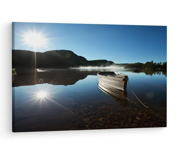 Multicolor_Bilderdepot24_Boot_Am_See,_Wooden_Framed_Canvas_Paintings_|_For_Living_Room_|_Bedroom_|_Office_|_Gallery_|_Ready_Wall_Mount_Canvas_Wall_Art_Painting_|_Size_-_12_X_18In,_Ct0936