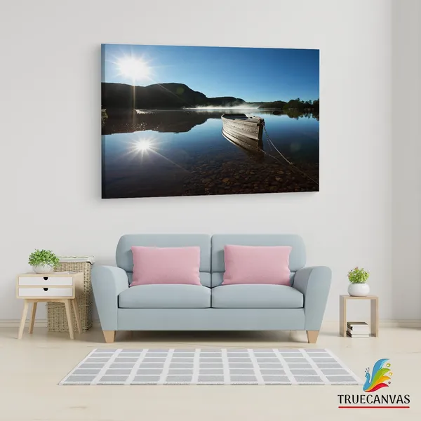 Multicolor_Bilderdepot24_Boot_Am_See,_Wooden_Framed_Canvas_Paintings_|_For_Living_Room_|_Bedroom_|_Office_|_Gallery_|_Ready_Wall_Mount_Canvas_Wall_Art_Painting_|_Size_-_12_X_18In,_Ct0936
